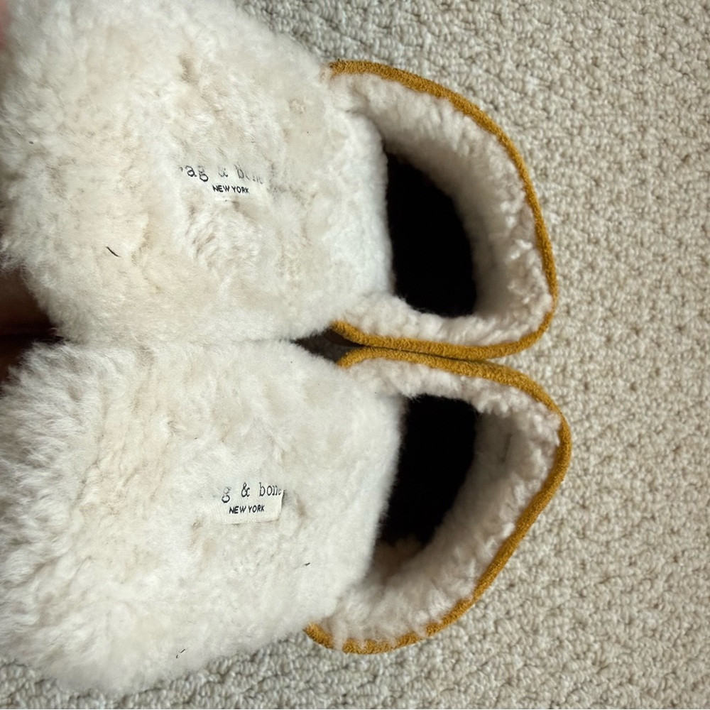 rag & bone Mustard Suede Shearling-Lined Clogs - Picture 10 of 12